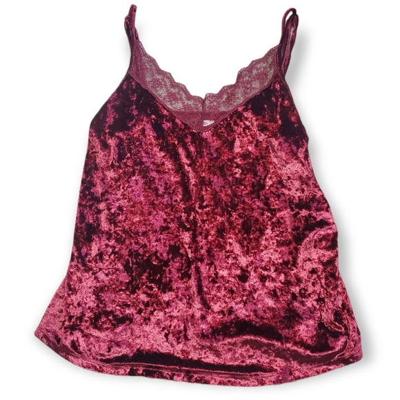 No Boundaries Velvet Camisole in Deep Red - Picture 1 of 9